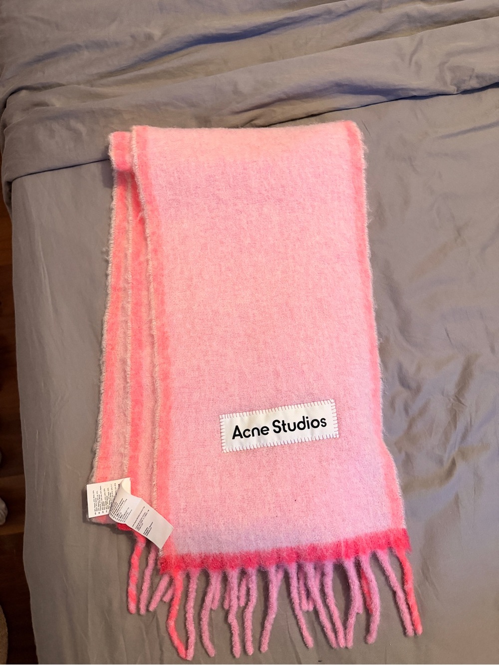 Acne Studios Pink Alpaca & Mohair Fringe Scarf - Picture 3 of 3